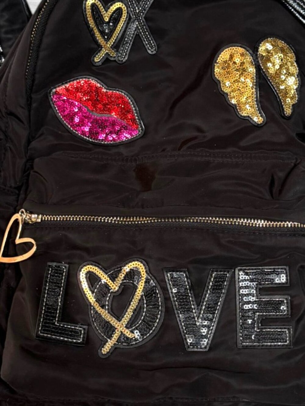 Victoria's Secret Runway Patch Black Sequin Backpack - Picture 2 of 7